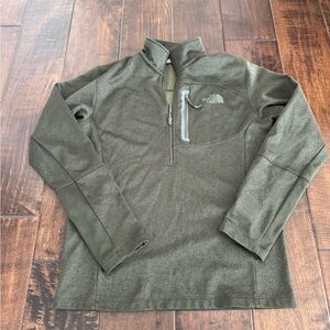 The North Face Mens 1/4 Zip Pullover Green Size Small 100% Polyester